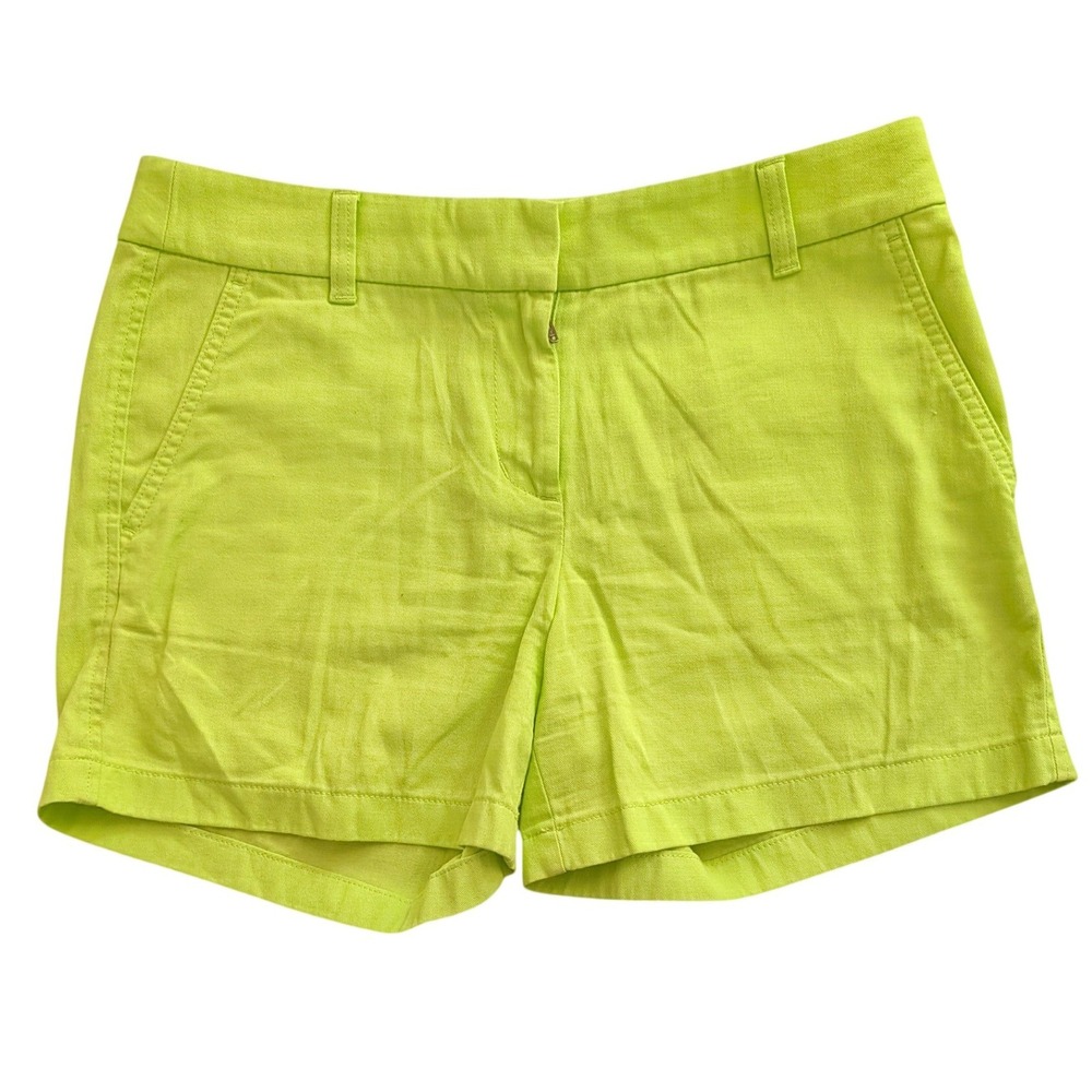 J.Crew Re-Imagined Neon Lime Green Cotton Chino Shorts Womens 6